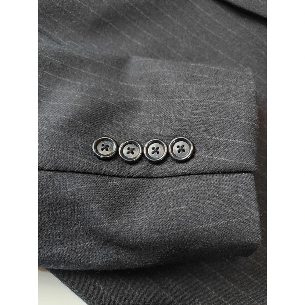 Jos A Bank Mens Wool Sports Coat 40R Charcoal Striped 3 Button Blazer Gray